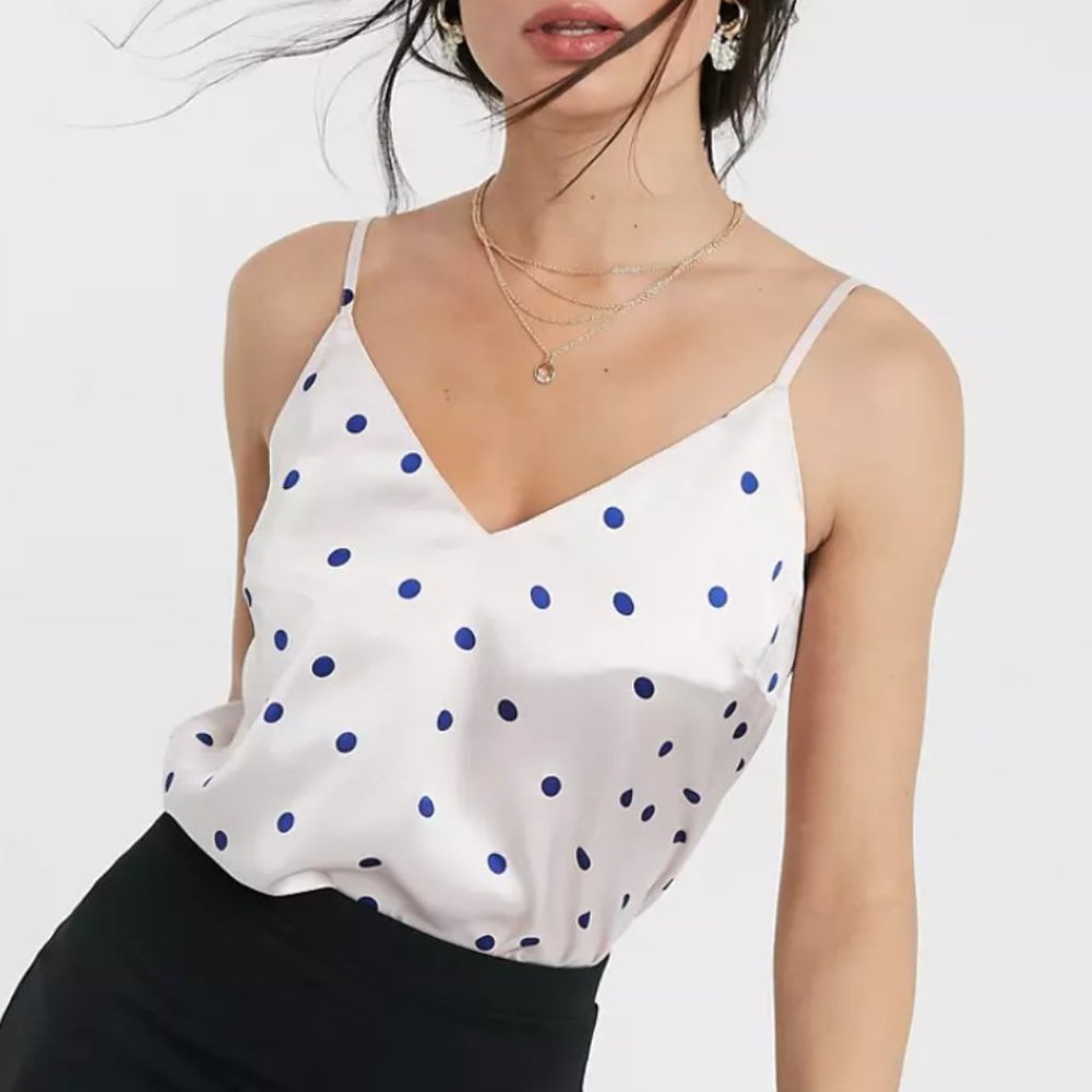 Satin cami in polka dot